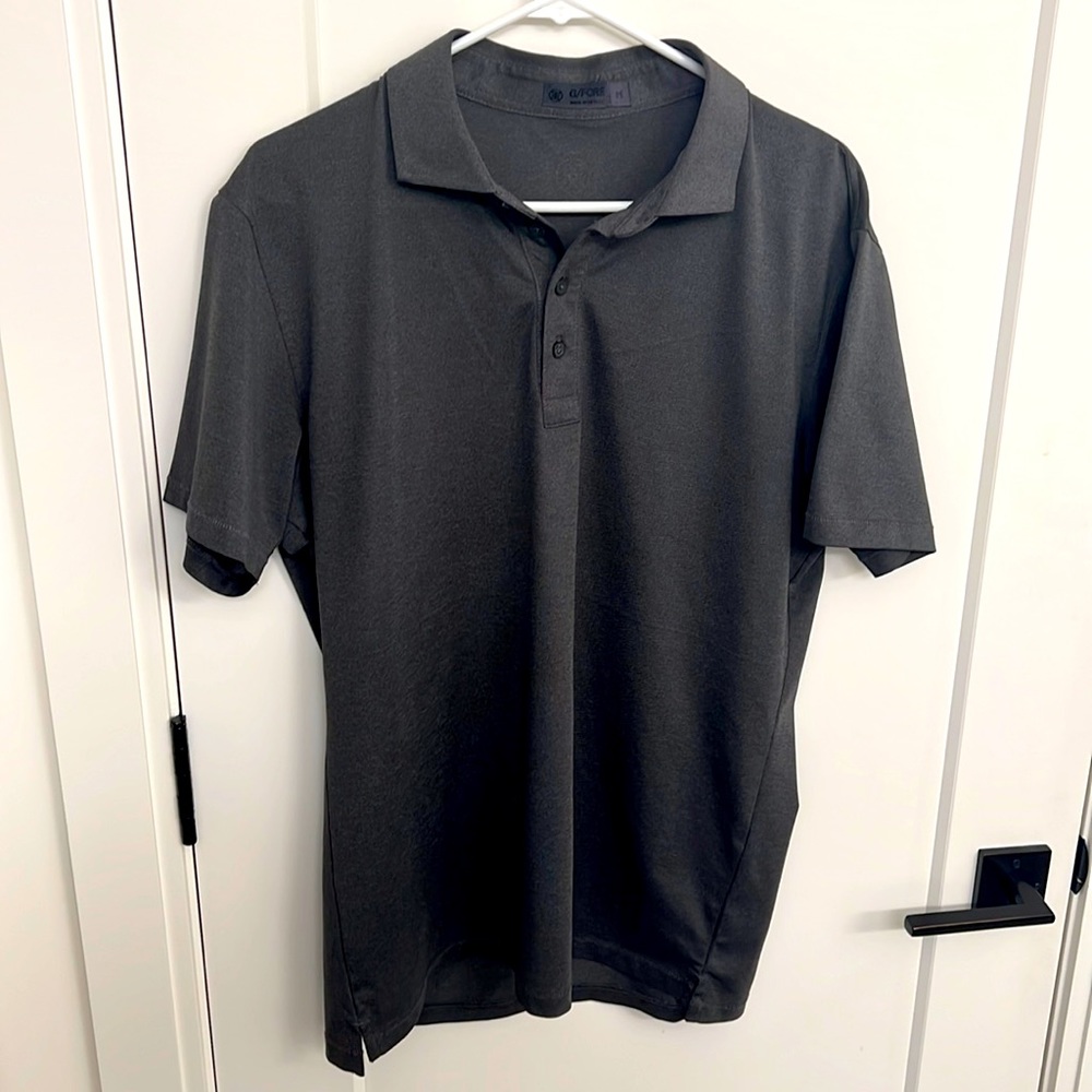 G/Fore Men's Essential Pique Polo | Charcoal Heather Grey | Medium